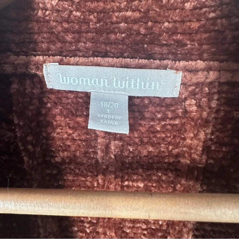 Woman Within Rust Orange Chenille Cardigan Sweater Size Large 18/20 Soft - Picture 2 of 6